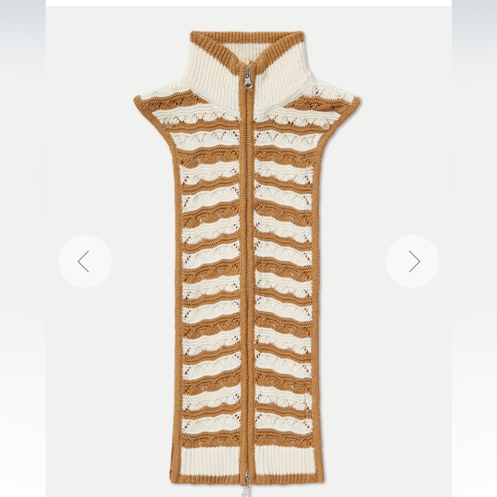 $268 NWT Veronica Beard Ariana Dickey Jacket insert dual zip tan white stripe - Picture 10 of 10